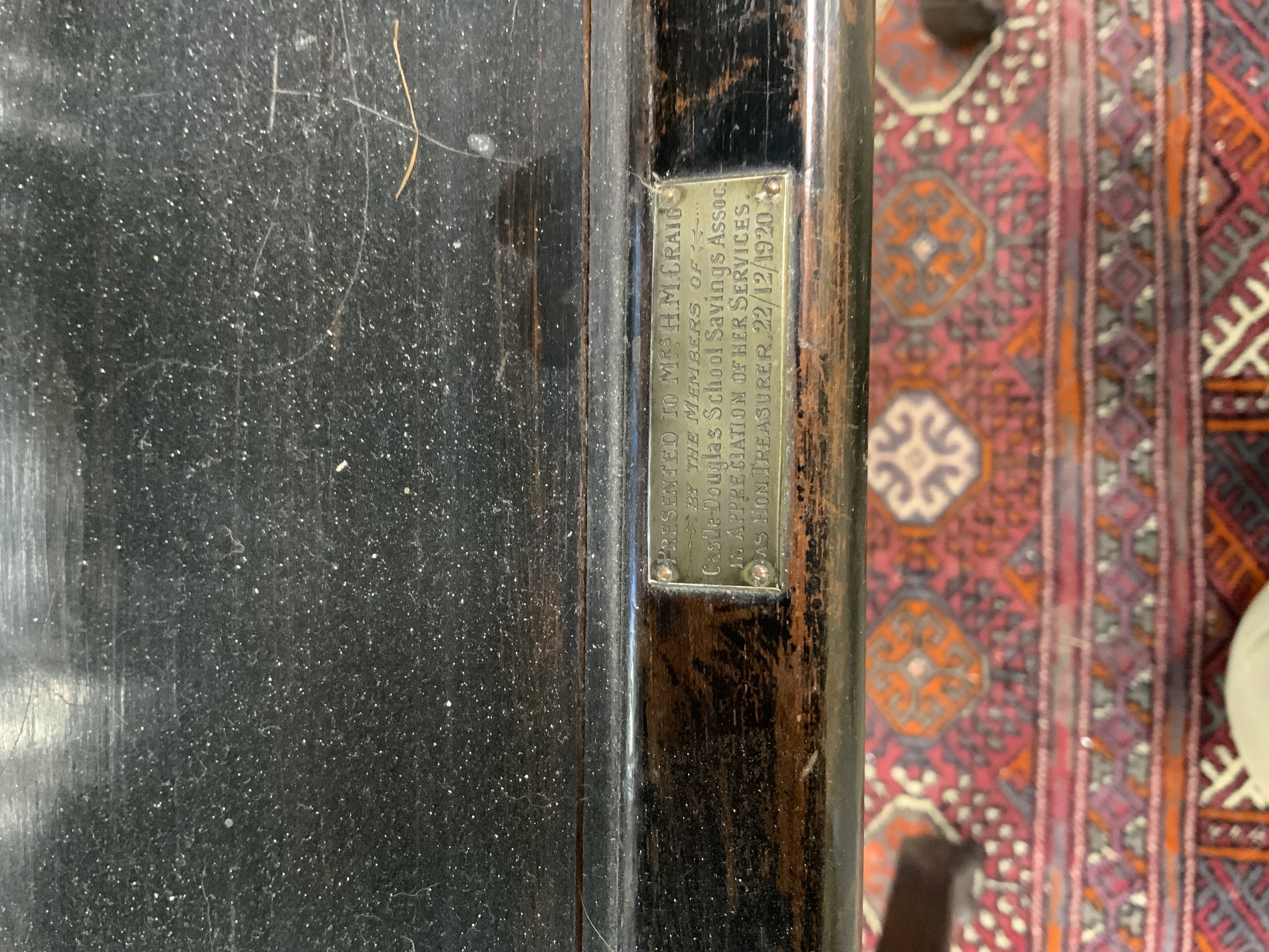 A Chinese carved hardwood marble topped rectangular two tier table, width 51cm, depth 40cm, height 80cm